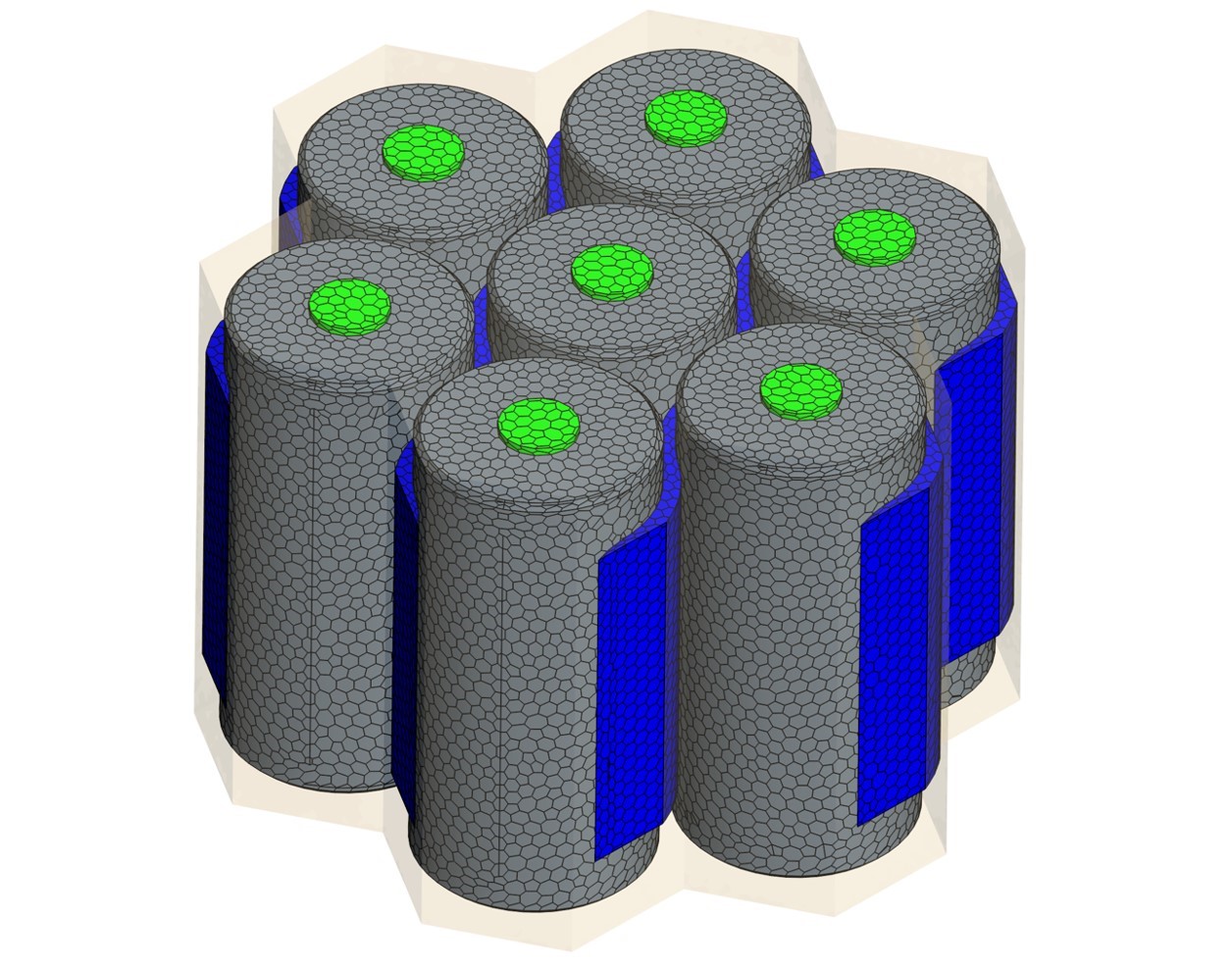 Star-CCM+ simulation model — cylindrical Li-Ion cells in a representative pack section